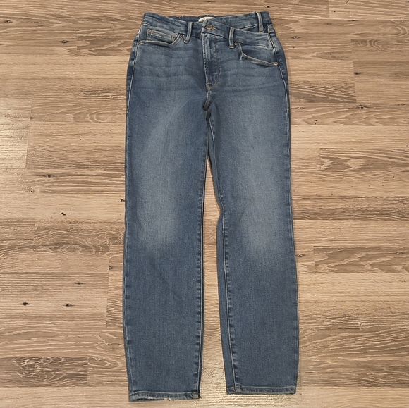 Good American Denim - Good American Women's Classic Straight Crossover Compression Jeans